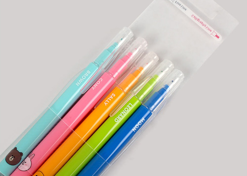 [라인프렌즈] 트윈 5색 형광펜