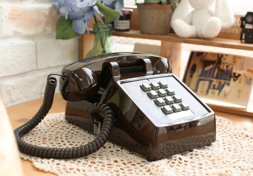 미국 코텔코사 빈티지 유선전화기 브라운
