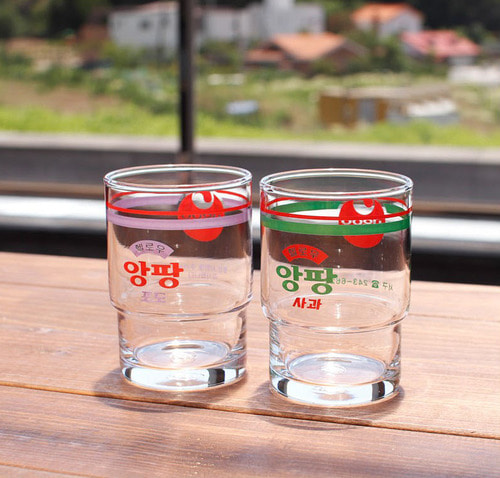 정품 서울우유 앙팡 투명 유리잔